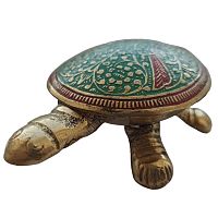 Шкатулка латунная «Черепаха» с откидной крышкой (ручная работа и роспись), зеленая 14 х 8 х 5